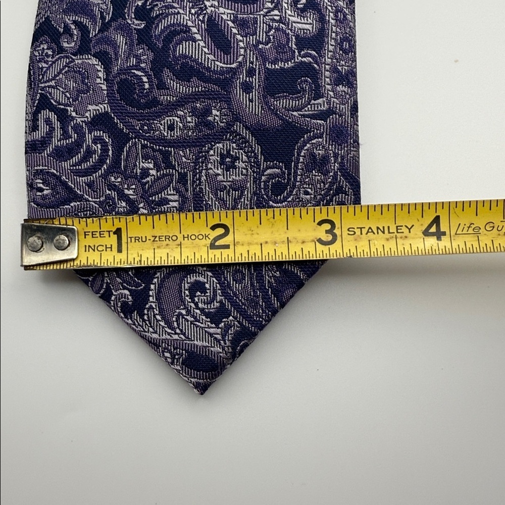 Michael Kors Purple and Silver Paisley Tie Silk Blend - Picture 2 of 6